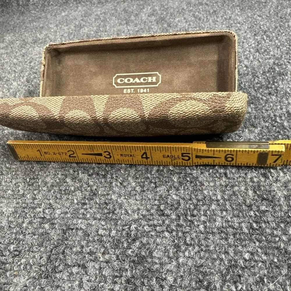Coach Signature Monogram Eyeglass Case Hard Shell Brown Khaki Sunglasses